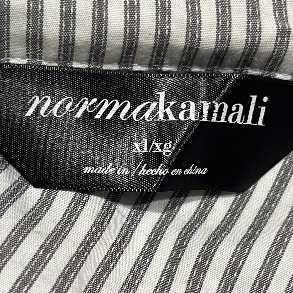 Norma Kamali GRAY Striped TWIST FRONT SHIRT DRESS WOMEN SIZE XL - Picture 3 of 11